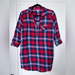 Red and Blue Plaid Bed Shirt